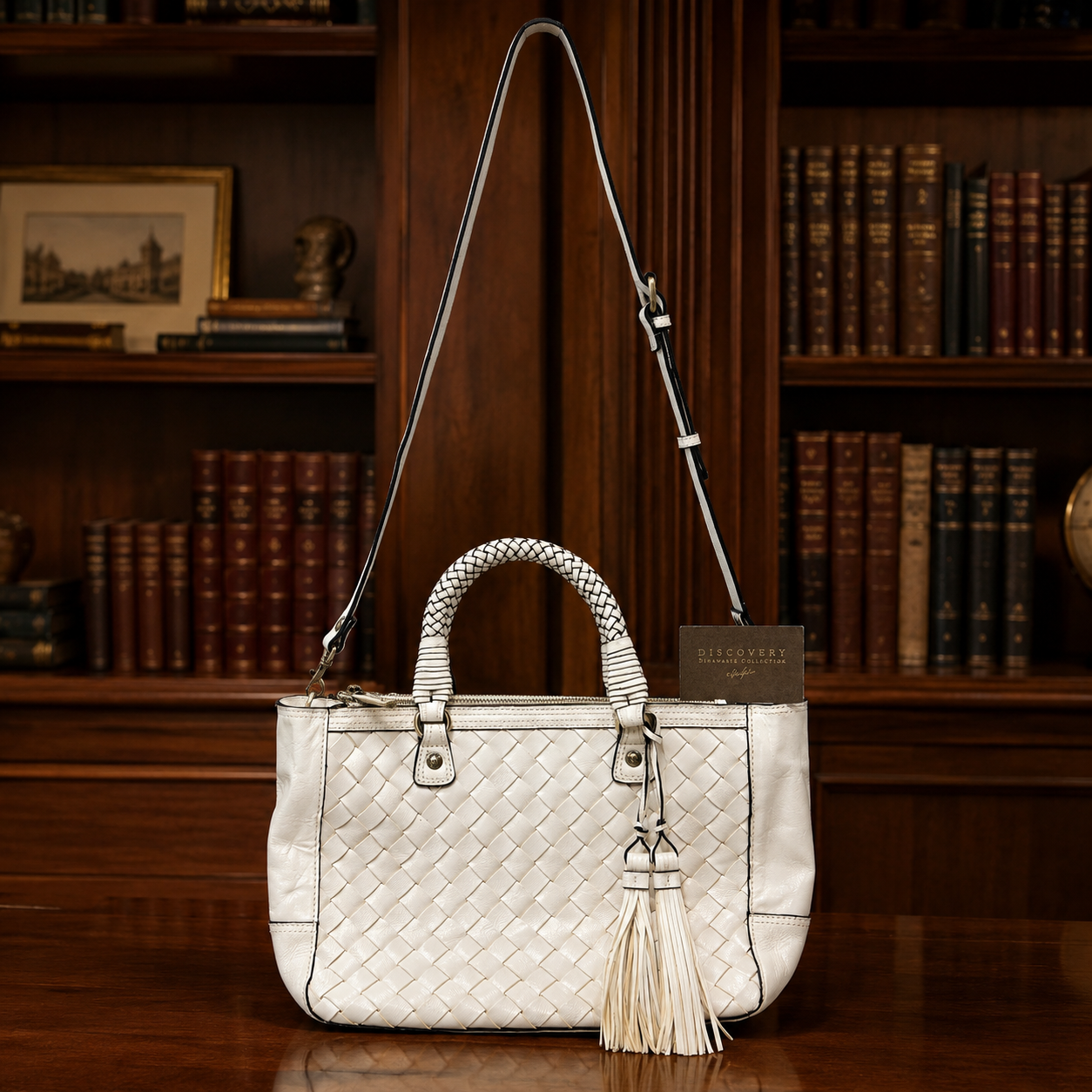 Patricia Nash White Cortona Woven Tote Limited Edition