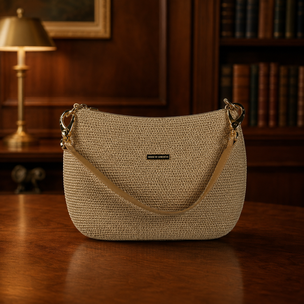 Eric Javits Tan Inner Zipped Pockets Lightweight Detachable Strap Shoulder Bag