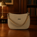 Eric Javits Tan Inner Zipped Pockets Lightweight Detachable Strap Shoulder Bag