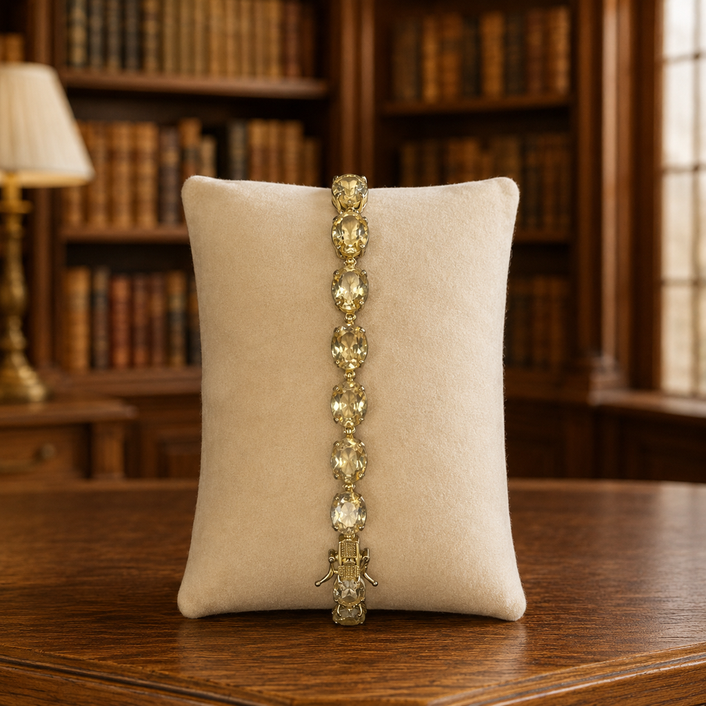 Gold Tone Citrine Tennis Bracelet