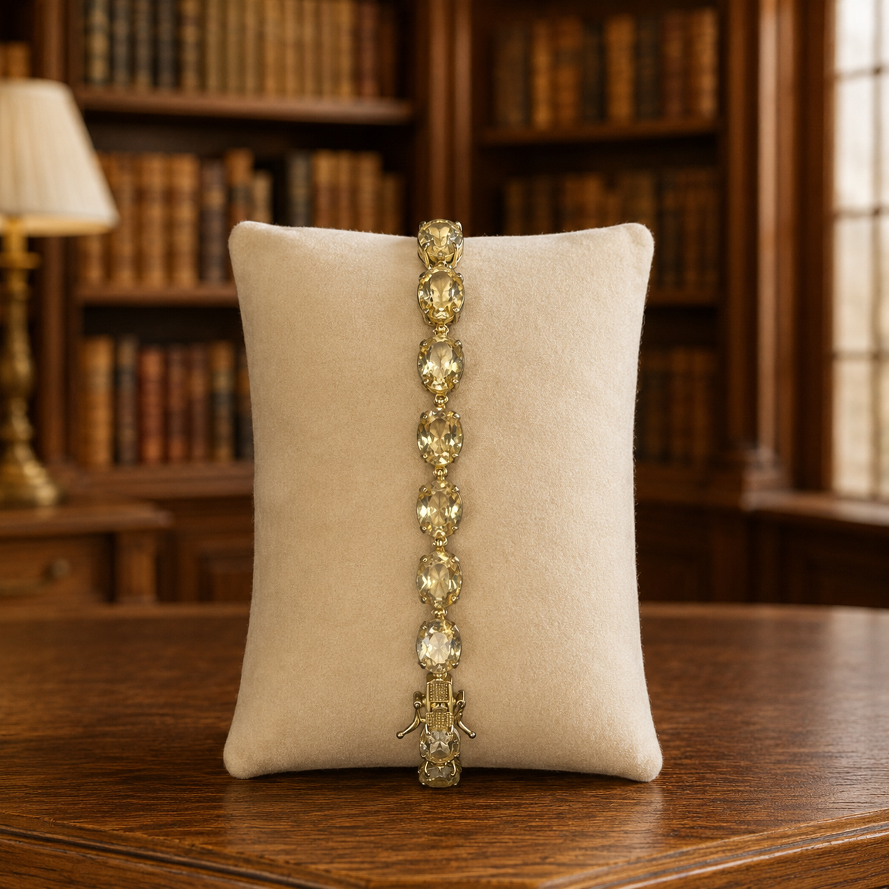 Gold Tone Citrine Tennis Bracelet