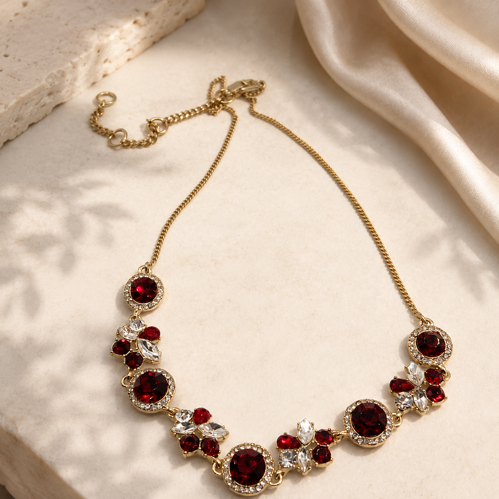Givenchy Gold-Tone Mixed Crystal Halo & Cluster Statement Necklace