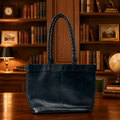 Patricia Nash Navy Blue Leather Tote Handbag