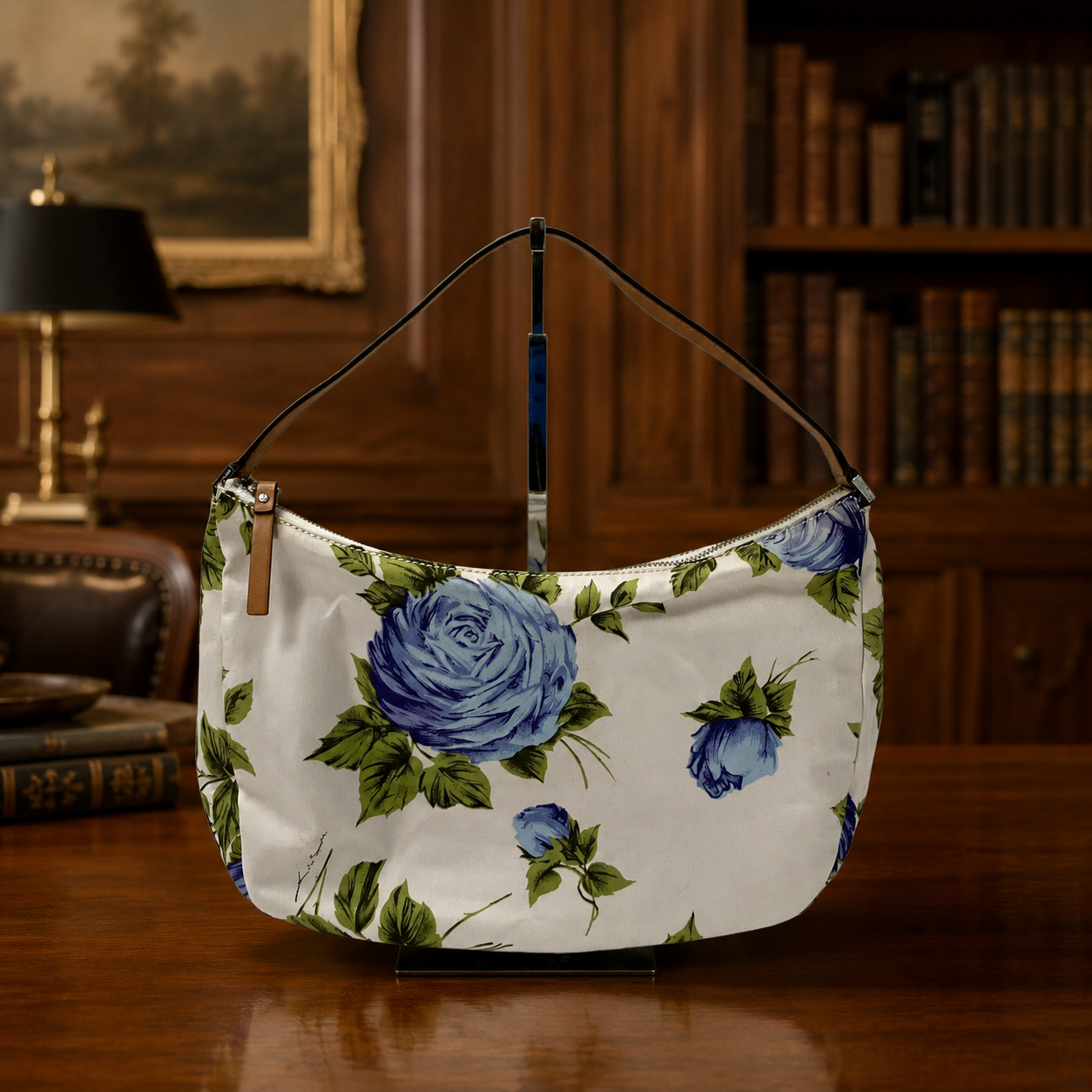 Authenticated Women's Kate Spade Cream Blue Purple Floral Print Shoulder Bag M