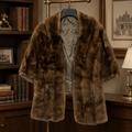 Vintage 50's 60's Light Brown Mink Fur Cape Shawl Stole w Pockets
