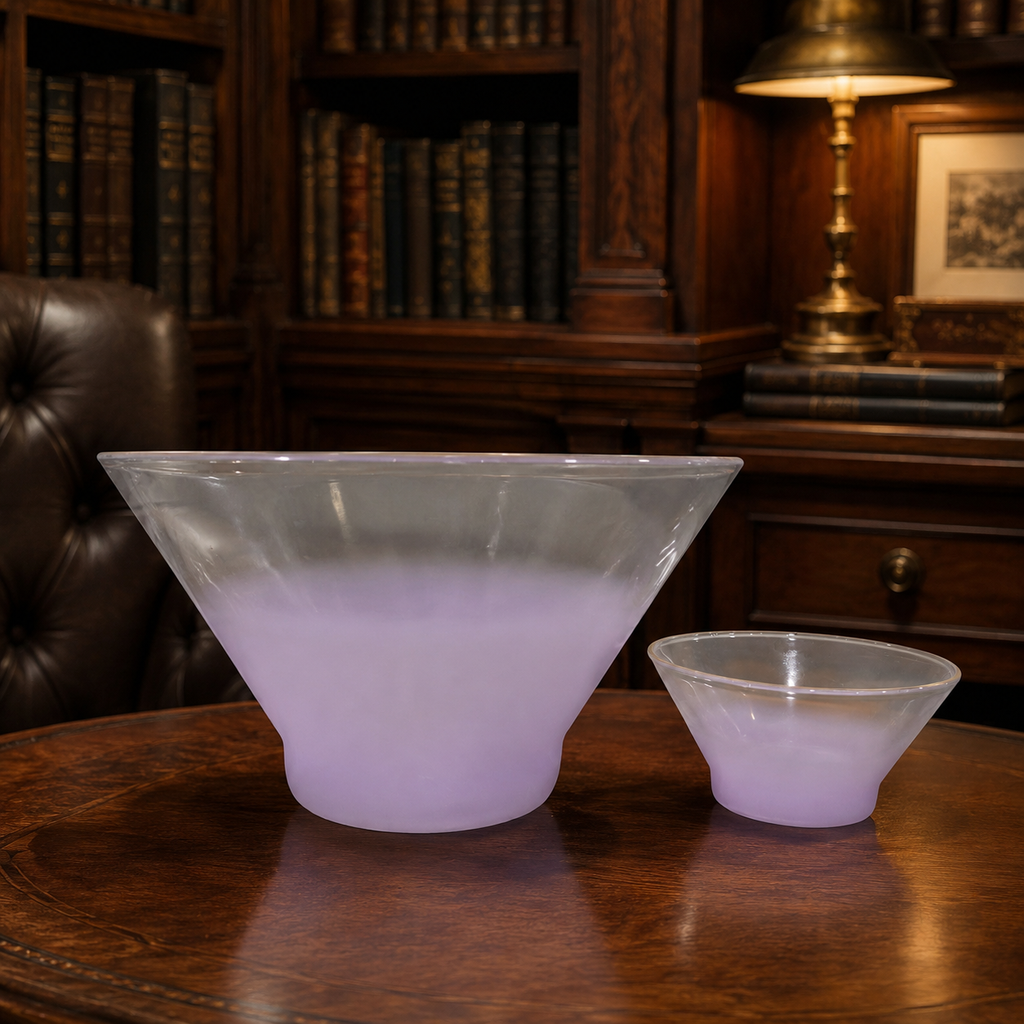 Set of Two Lavender Frosted Glass Bowl Set