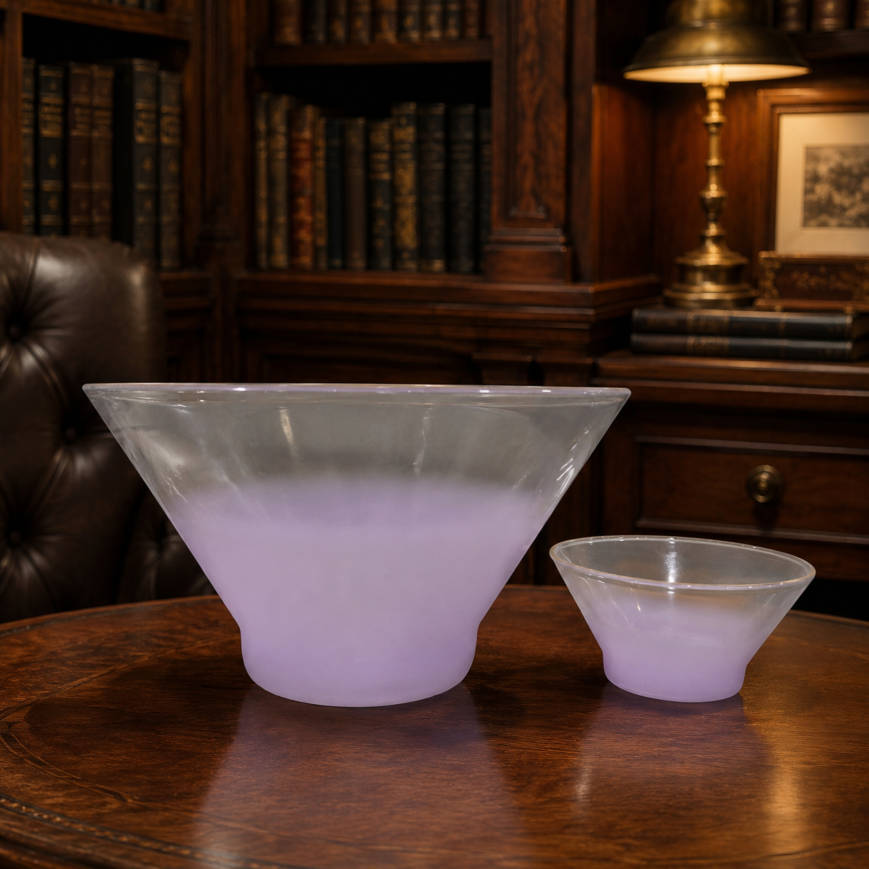 Set of Two Lavender Frosted Glass Bowl Set