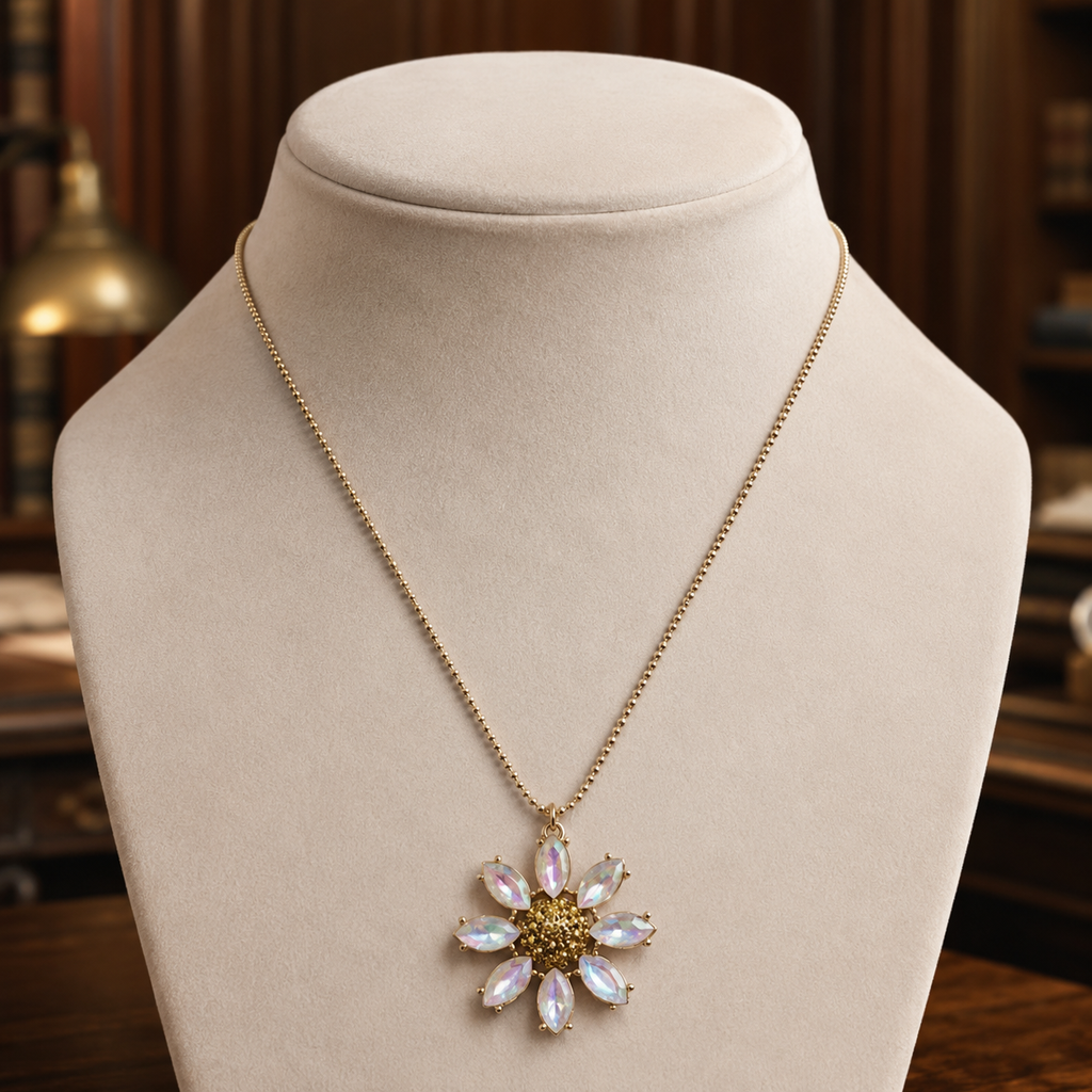 Betsey Johnson Gold Color Daisy Pendant Necklace