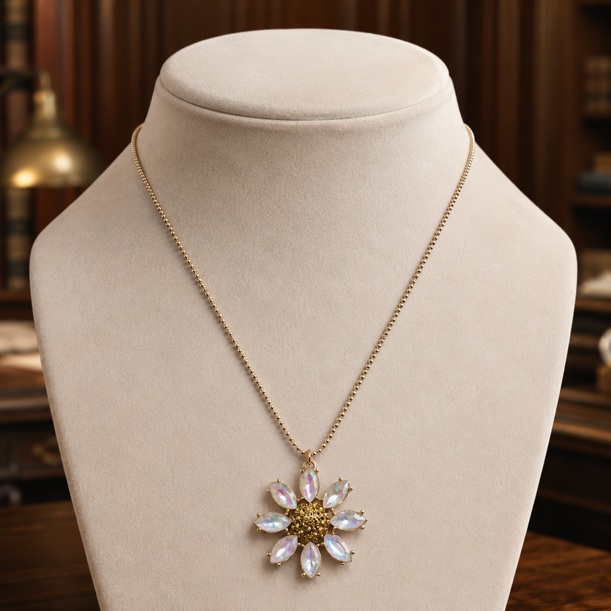 Betsey Johnson Gold Color Daisy Pendant Necklace
