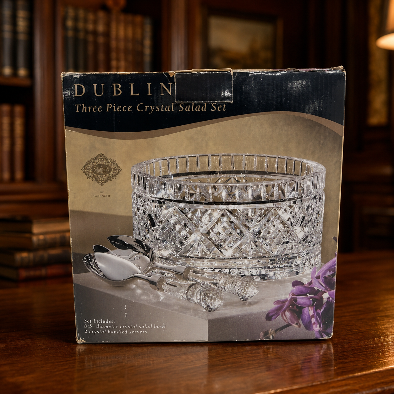 Dublin Three-Piece Crystal Salad Set by Godinger