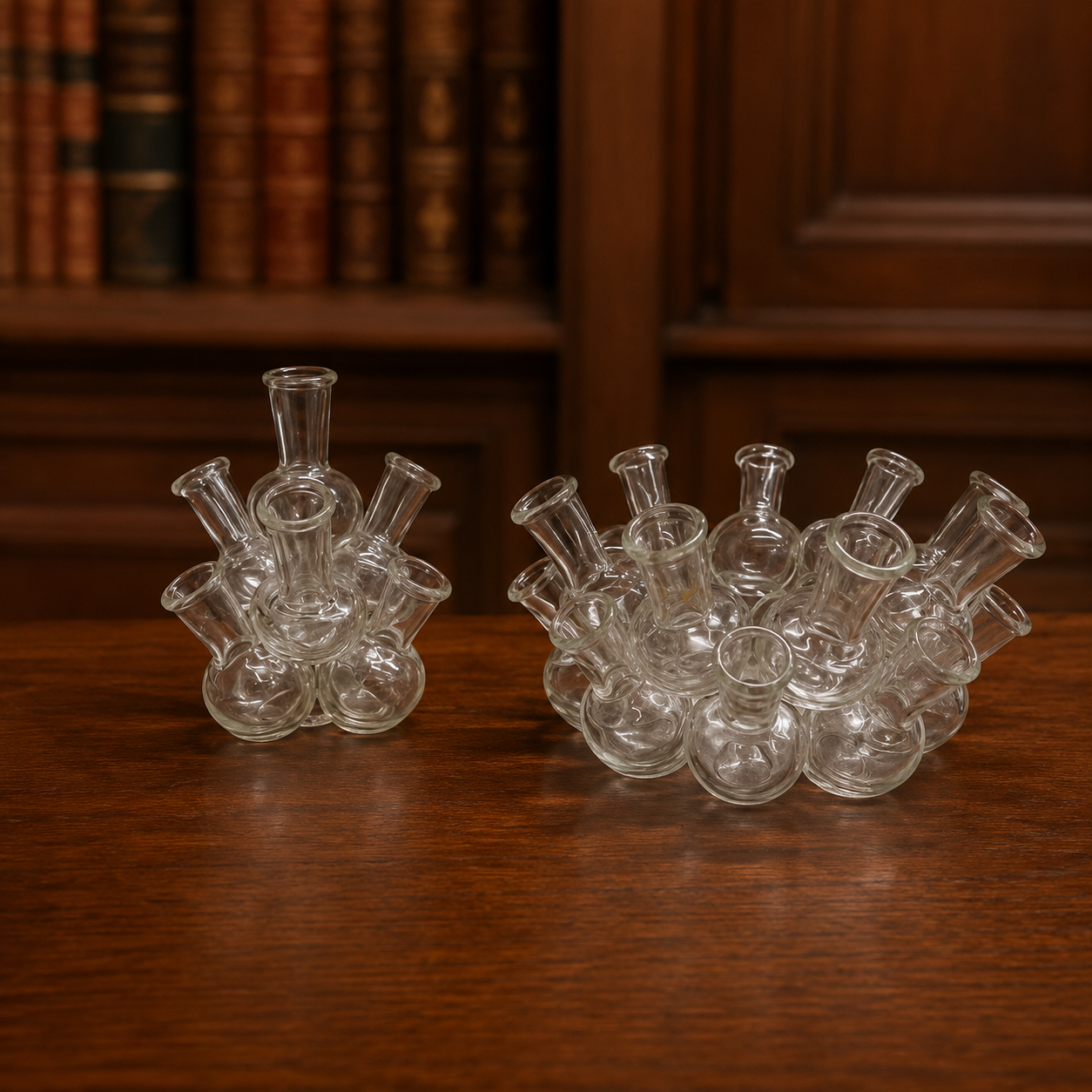 Clear Glass Multi-Neck Vessels, 4x4x6 and 8x8x4.5