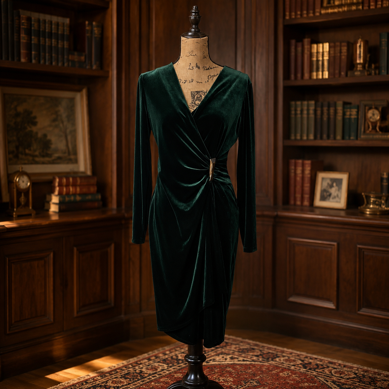 Calvin Klein Emerald Green Surplice Sheath Dress Size 8
