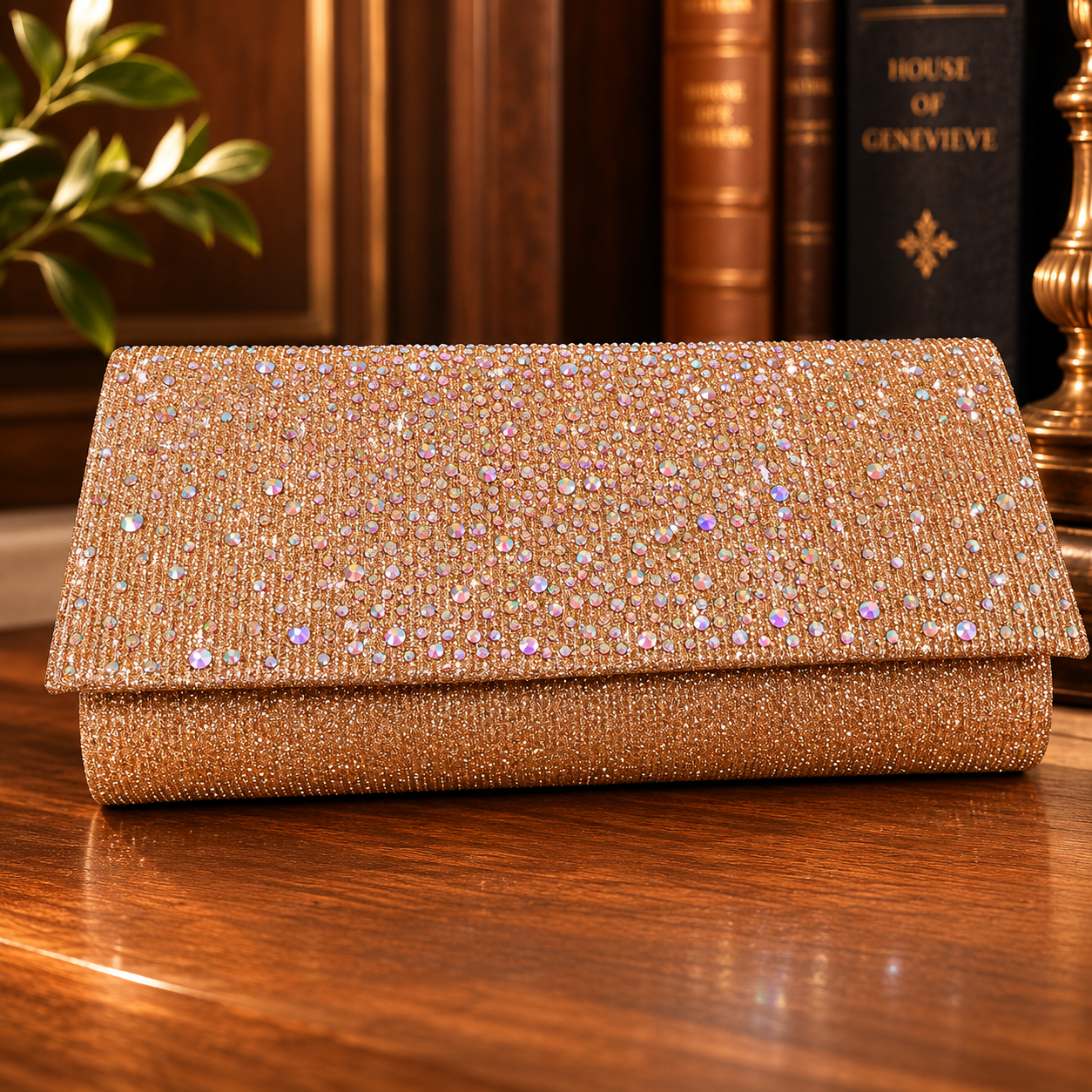 Monopoli Champagne Crystal Evening Clutch – Style 98335A