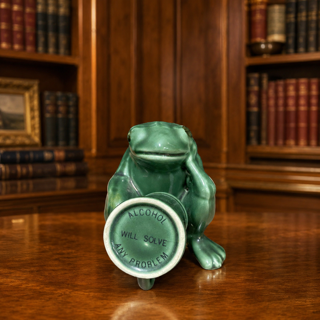 Scotty Green Ceramic Frog Figurine and Shot Mug Set