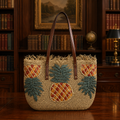 Tommy Bahama Pineapple Pattern Woven Tote Bag