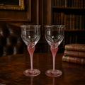 Mikasa Crystal Pink Stem Wine Glasses Set of 2 Vintage West Germany