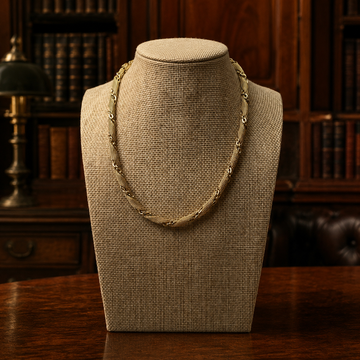 Vintage Trifari Gold Tone Mesh and Cable Twisted Chain Necklace 22.4g