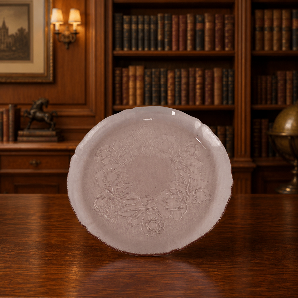 Vintage Pink Depression Glass Cabbage Rose Platter