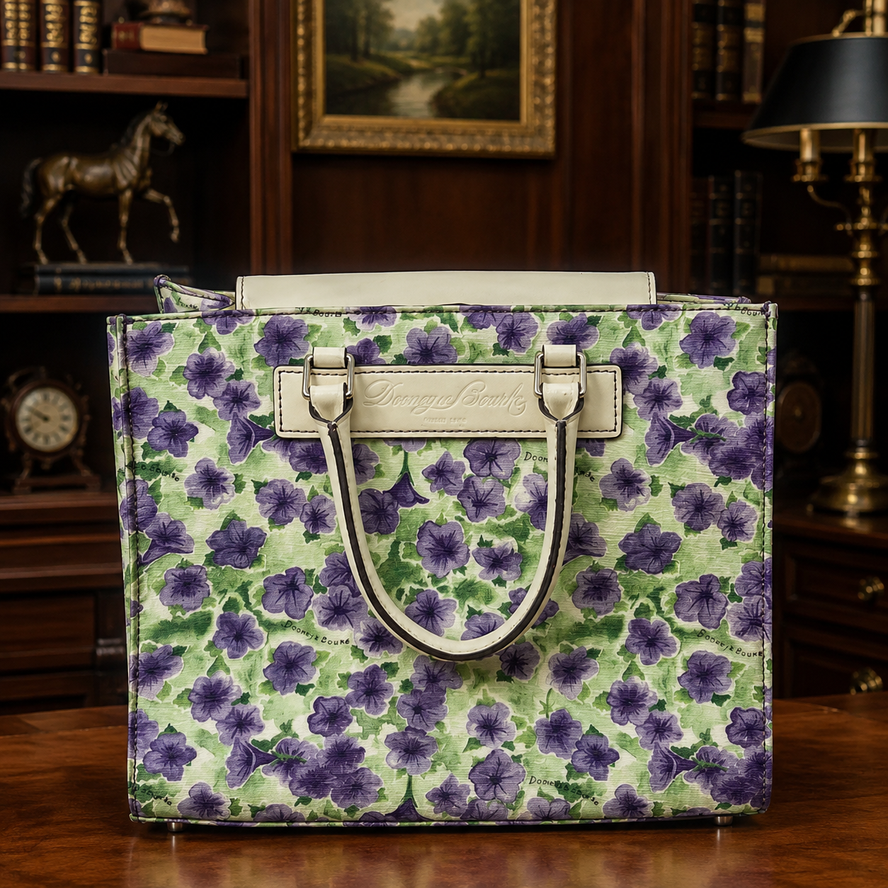 Dooney & Bourke Multicolor Floral Print Studded Satchel Handbag