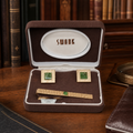 Swank Genuine Jade Gold-Tone Tie Bar & Cufflinks Set in Original Box