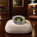Silver-Tone Green Cushion-Cut CZ Halo Ring Size 8