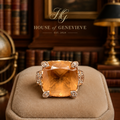 Rose Gold Plated Sterling Silver CZ & Glass Stones Cocktail Ring Size 7.75