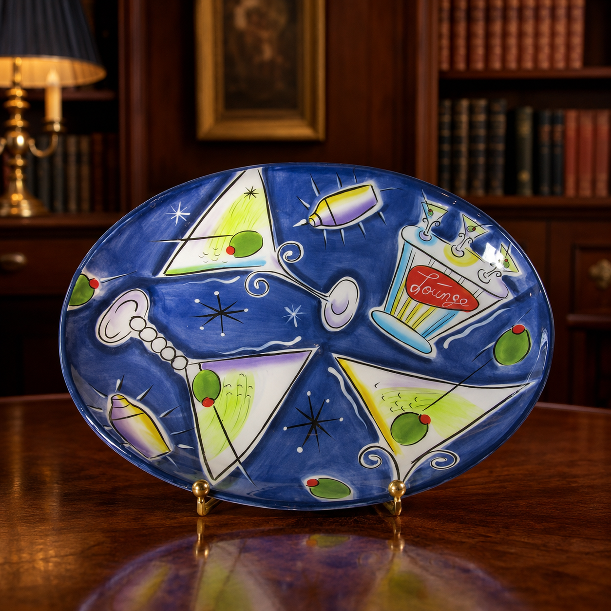 Clay Art Martini Lounge Hand-Painted Ceramic Party Tray
