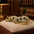 Georgio Gold-Tone Rhinestone Leopard Brooch