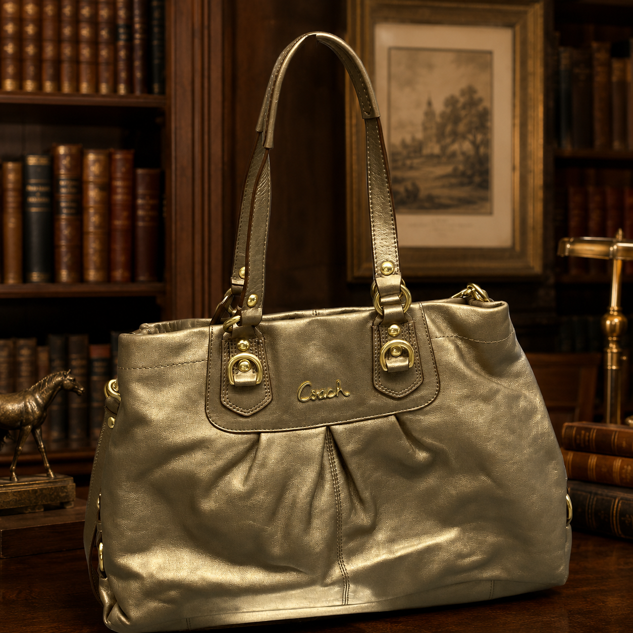 Coach Ashley Metallic Copper Shoulder Bag