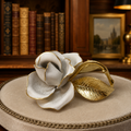 Vintage Gerrito White Rose Gold Tone Brooch