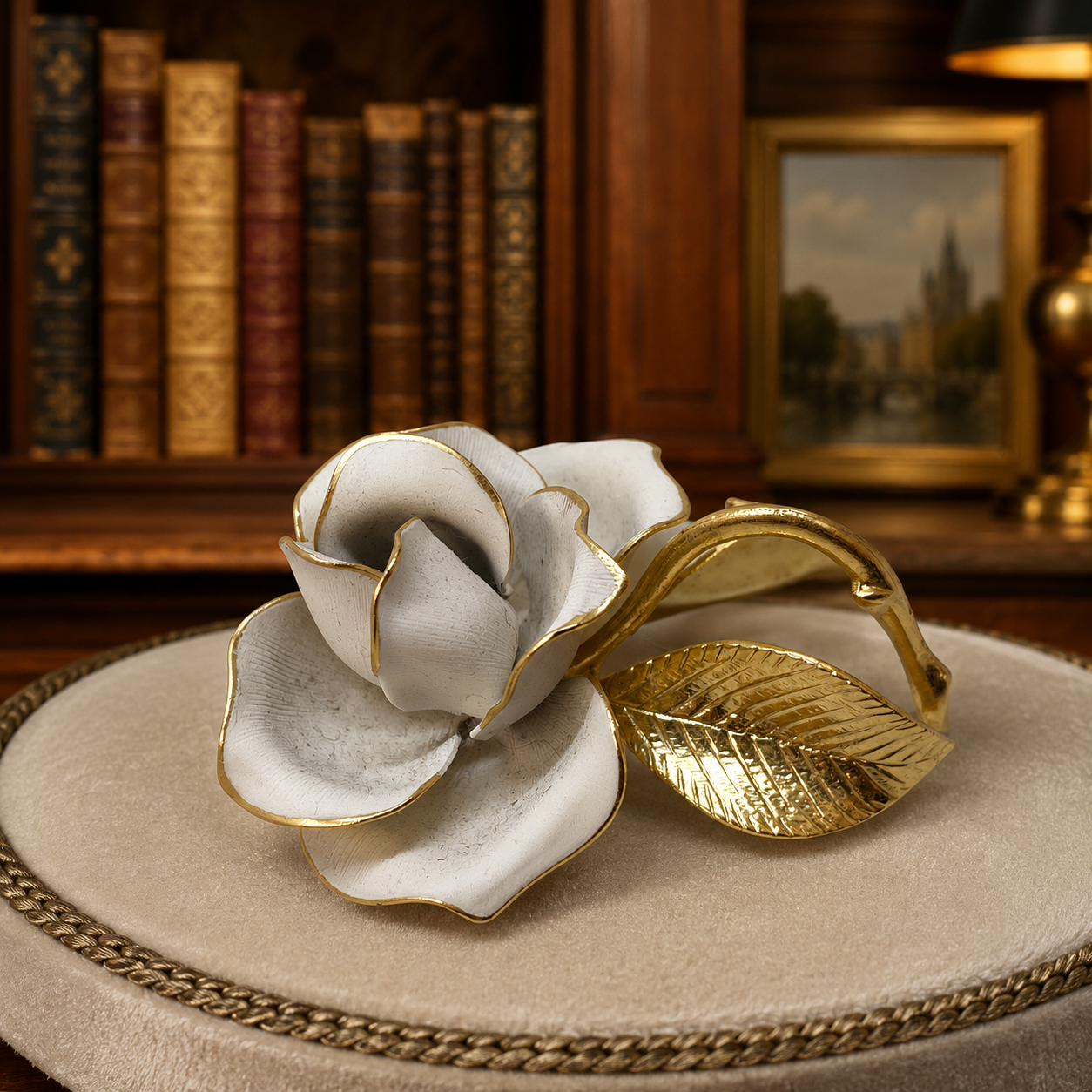 Vintage Gerrito White Rose Gold Tone Brooch