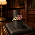 10K Yellow Gold Statement Ring with Pink Spinel and CZ Accents