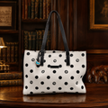 Dooney & Bourke White Black Dot Canvas Tote Handbag