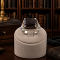Lia Sophia Silver Tone Gold Accent Smoky Crystal Statement Ring