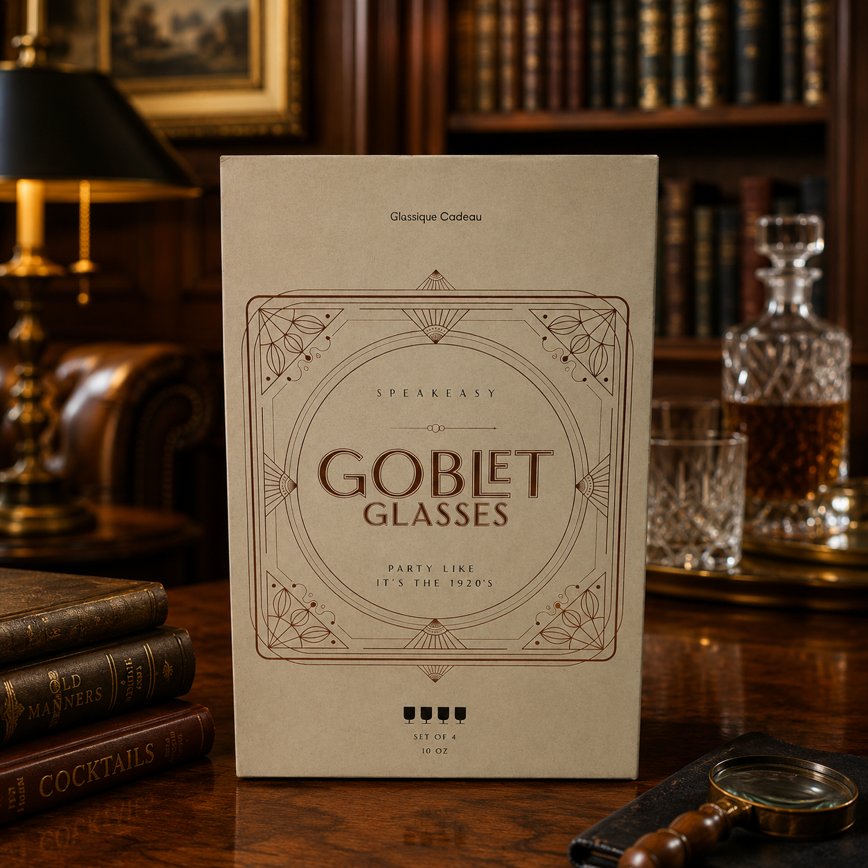 Glassique Cadeau Speakeasy Goblet Glasses Set of 4 in Box