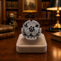 Vintage Nolan Miller Black and Clear Rhinestone Statement Ring