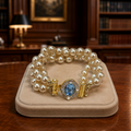 Nolan Miller Blue Crystal & Faux Pearl Bracelet