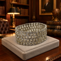 Silver-Tone Rhinestone Wide Stretch Bracelet