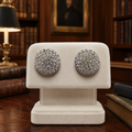 Vintage Swarovski Silver-Tone Pavé Crystal Dome Clip-On Earrings