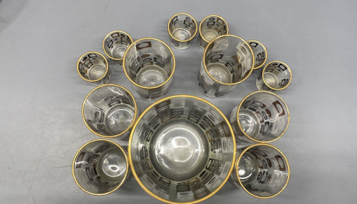 Vintage Atomic Barware Set with Gold Starburst
