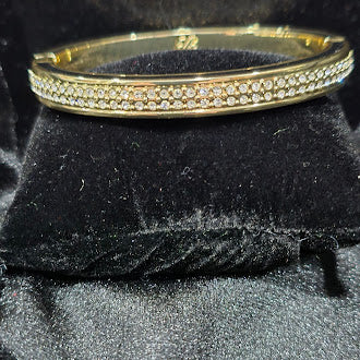 Vintage Tommy Bahama Gold Tone Rhinestone Bangle Bracelet | Estate Designer Jewelry