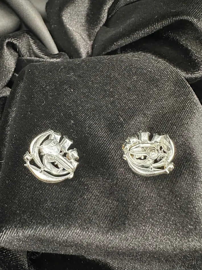 Vintage Lisner Silver Tone Rhinestone Clip Earrings Swirl Cluster Crystal Statement Mid Century Bridal Glam