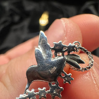 S925 Sterling Silver Green Crystal Bird Bracelet Adjustable Slider Chain Design