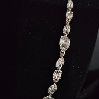 Authenticated Givenchy Silver Tone Faceted Glass Statement Necklace, Bezel Set Crystal Links, 19 Inch Designer Necklace, Vintage Givenchy Jewelry