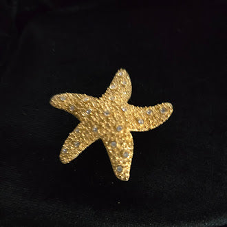Swarovski Crystal Starfish Brooch Gold Tone Pavé Ocean Beach Jewelry Pin