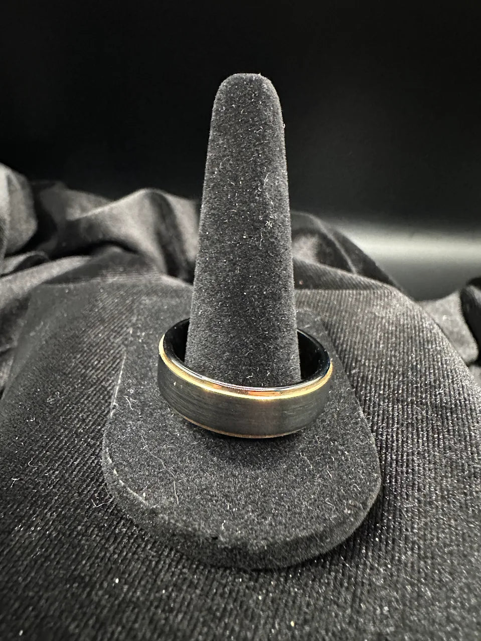Tungsten Mens Wedding Band Size 13 Brushed Black Ring Gold Tone Comfort Fit