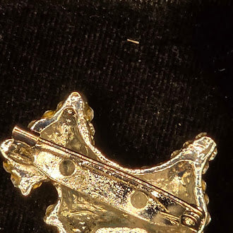 Gold Tone Rhinestone Scottie Dog Brooch Small Terrier Pin