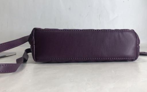 Badgley Mischka Purple Quilted Satchel Crossbody Handbag Gold Lock Accent