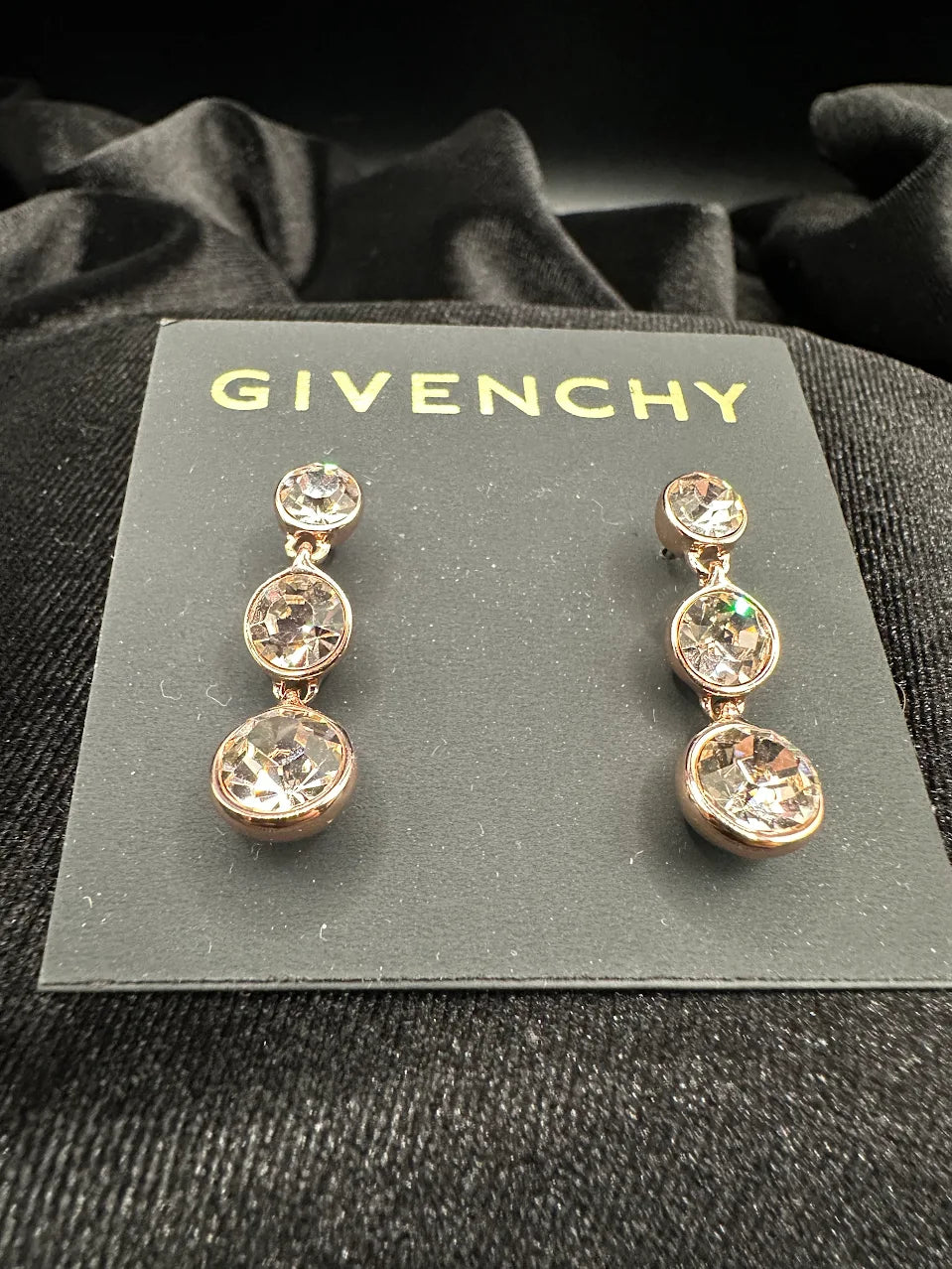 Givenchy Rose Gold Tone Crystal Linear Stud Earrings