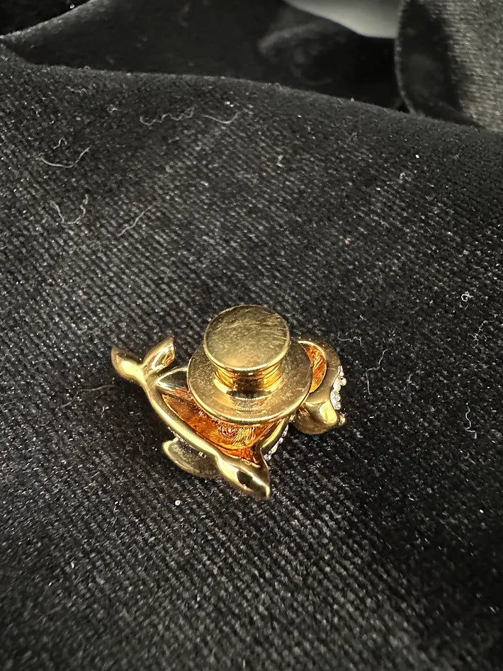 Swarovski Crystal Seal Brooch Gold Tone Clear Pavé Rhinestone Pin Green Eye Figural Animal Vintage Style Jewelry